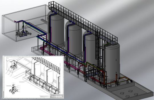 Grafika Storage tank with piping
